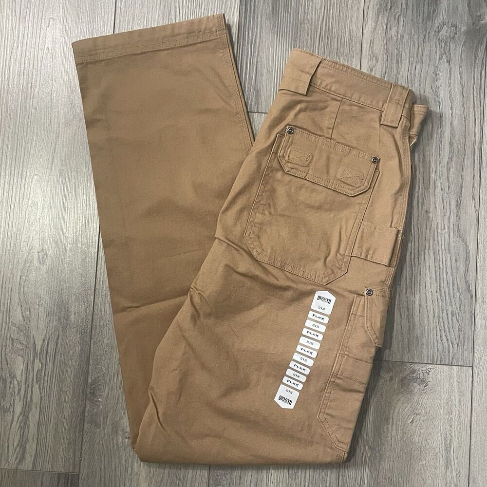 Duluth Trading Flex Fire Hose Cargo Pants Men's 32x36 Brown Workwear Utility NEW